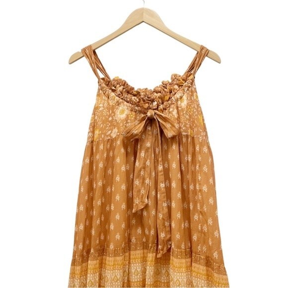 Spell & The Gypsy Utopia Strappy Maxi Sundress Tan Rust Batik Print Size Small - Picture 8 of 14